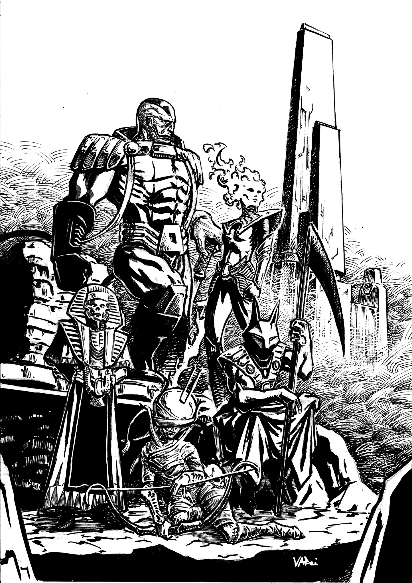 The Children of Apocalypse Black and White Print