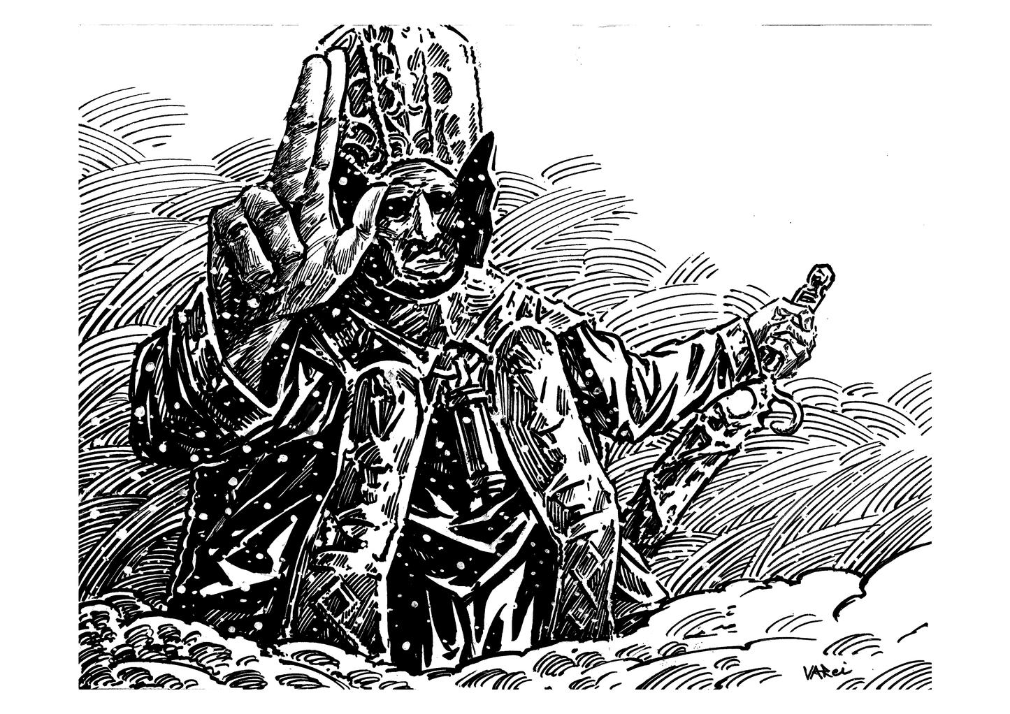 His Holiness Escribar Black and White Print