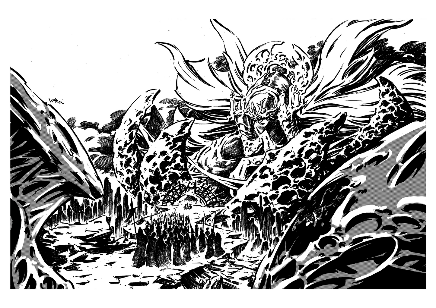 The Pilgrimage of Hath-Sathor Black and White Print