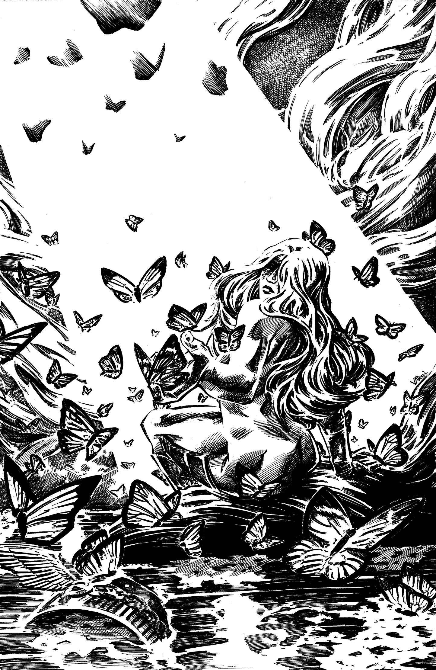 Rotten Butterfly Black and White Print