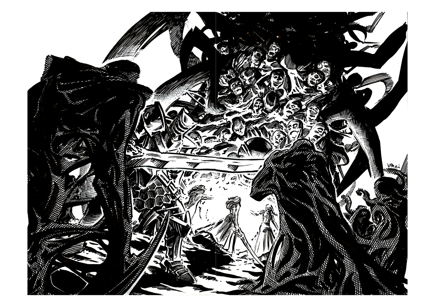 The Midnight Mother Black and White Print
