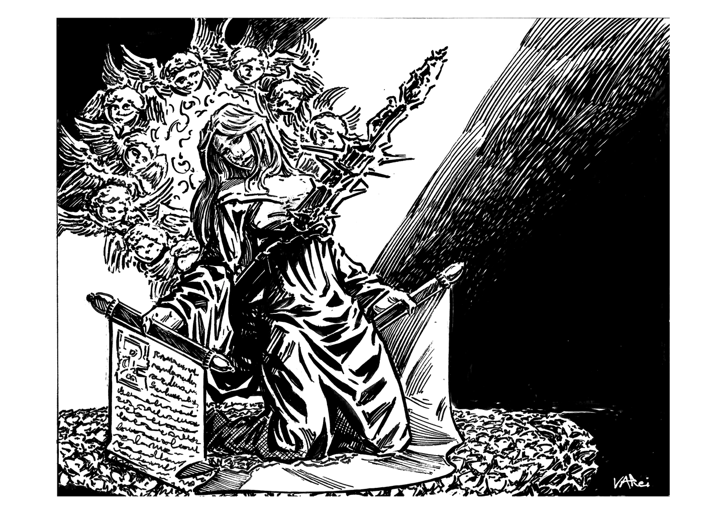 Anunciada, Bearer of Guilt Black and White Print (Copy)