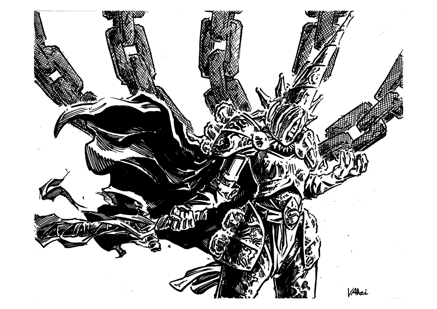 Crisanta of the Wrapped Agony Black and White Print