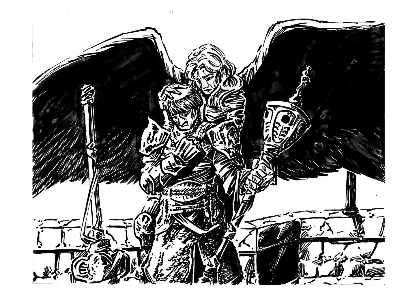 Esdras and Perpetva Black and White Print