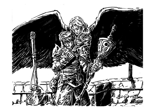 Esdras and Perpetva Black and White Print