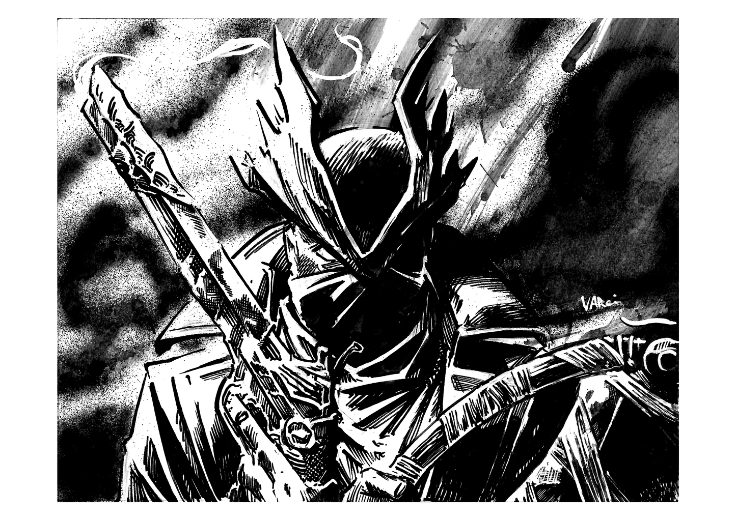 The Hunter Black and White Print