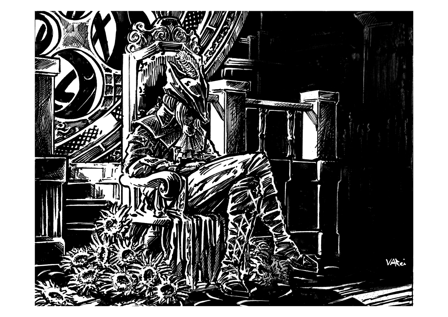 Lady Maria of the Astral Clocktower Black and White Print