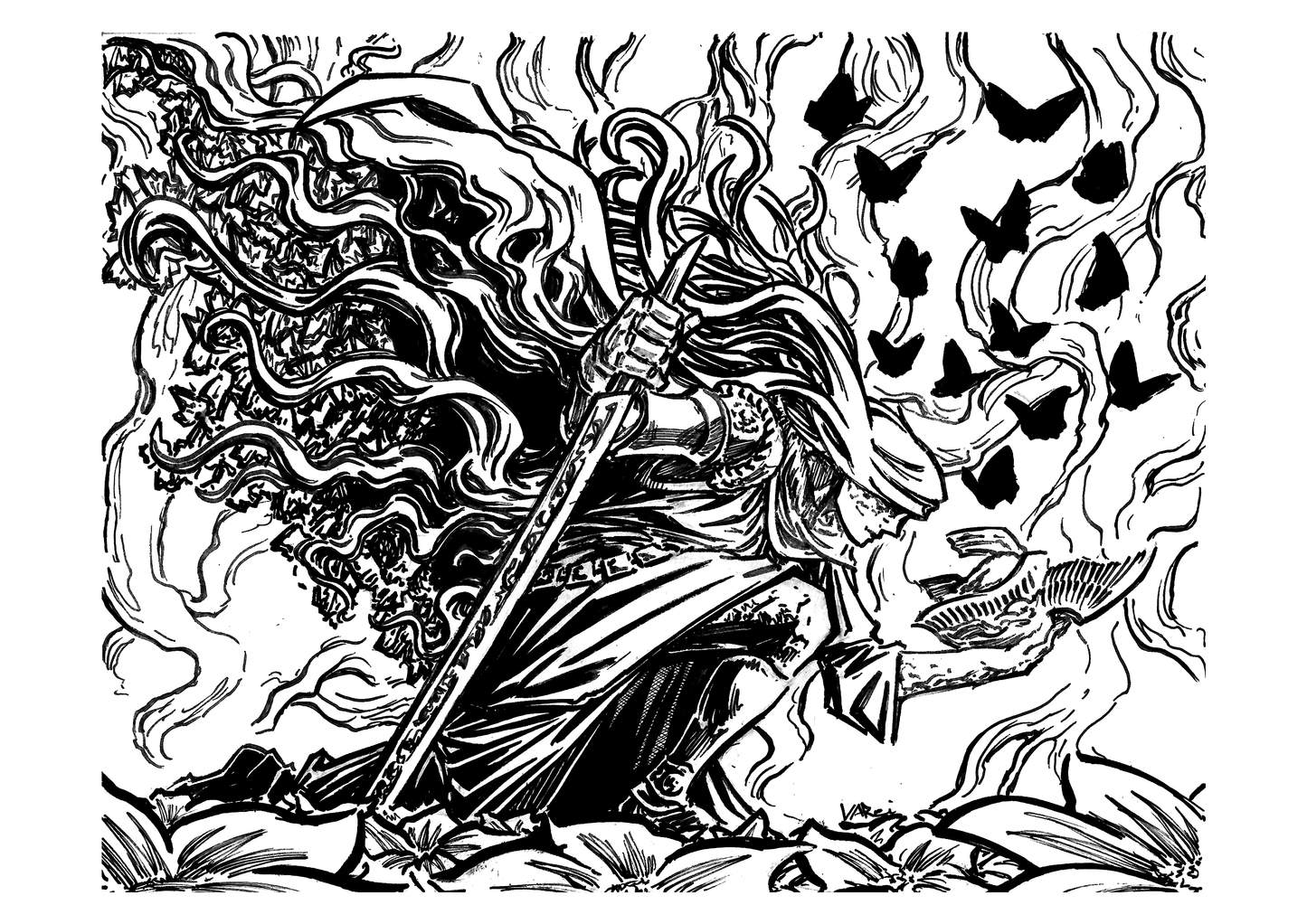 Malenia, Goddess of Rot Black and White Print