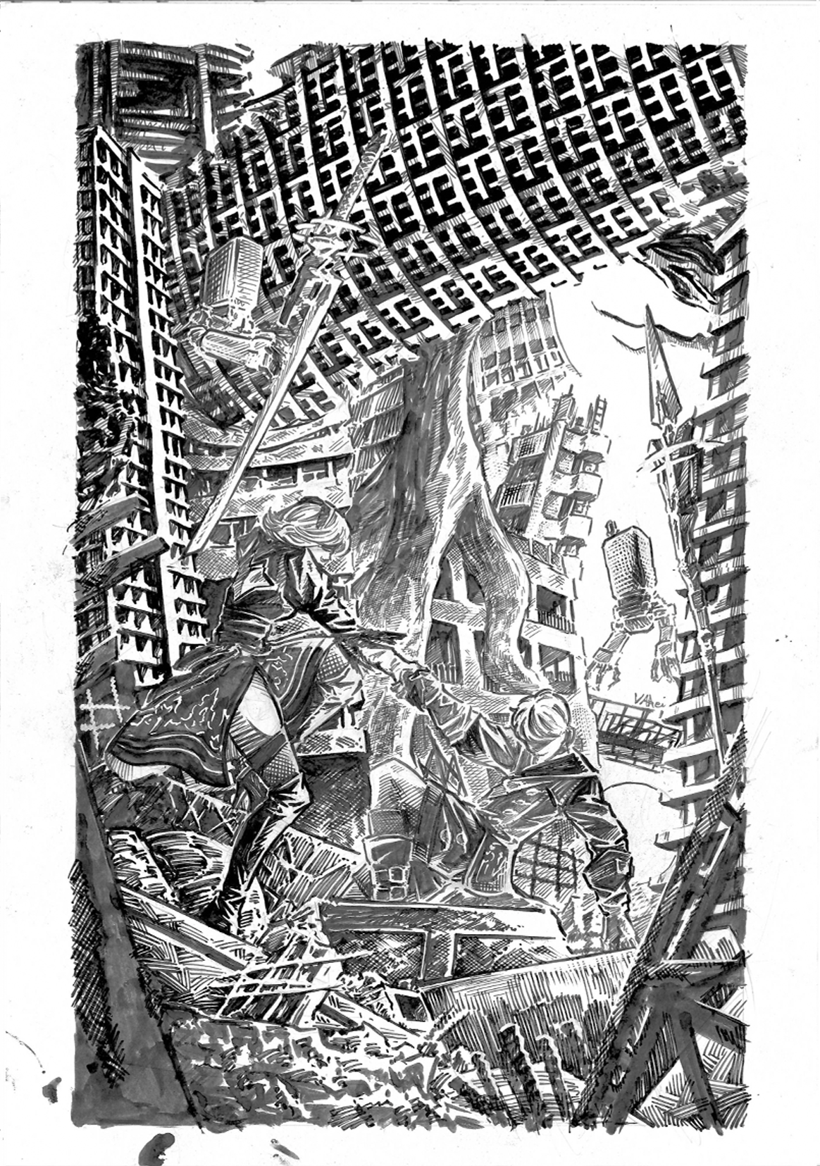 City Ruins Original Art