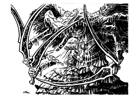 Queen Yharnam and Mergo's Wet Nurse Black and White Print