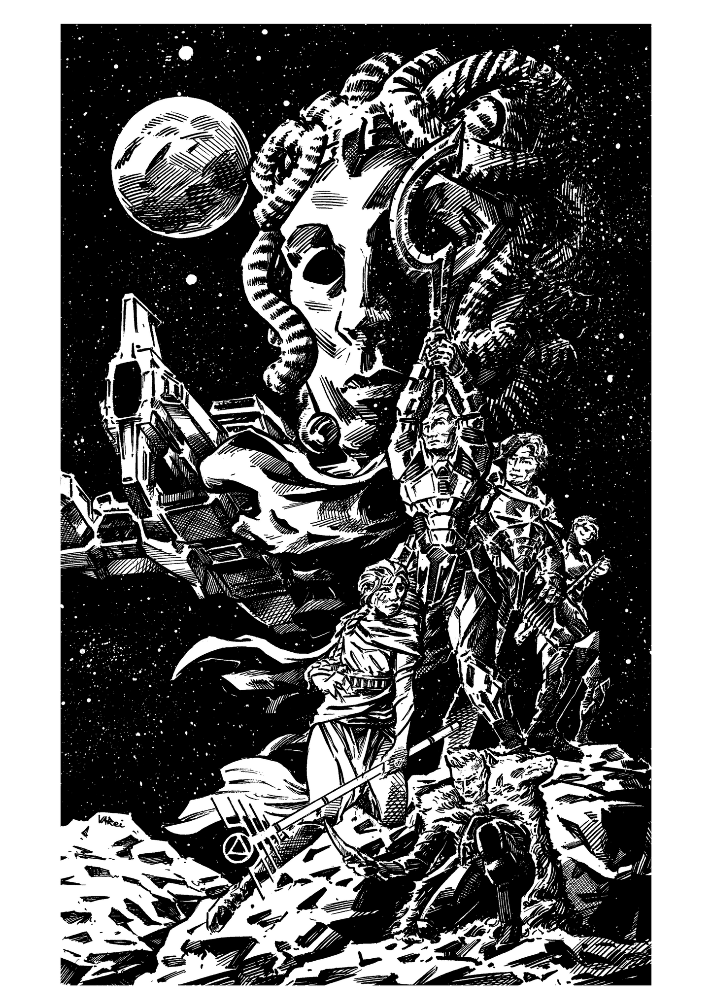 Red Rising Black and White Print