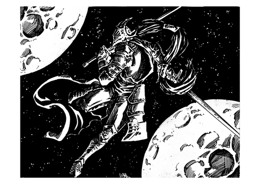 Rellana, Twin Moon Knight Black and White Print