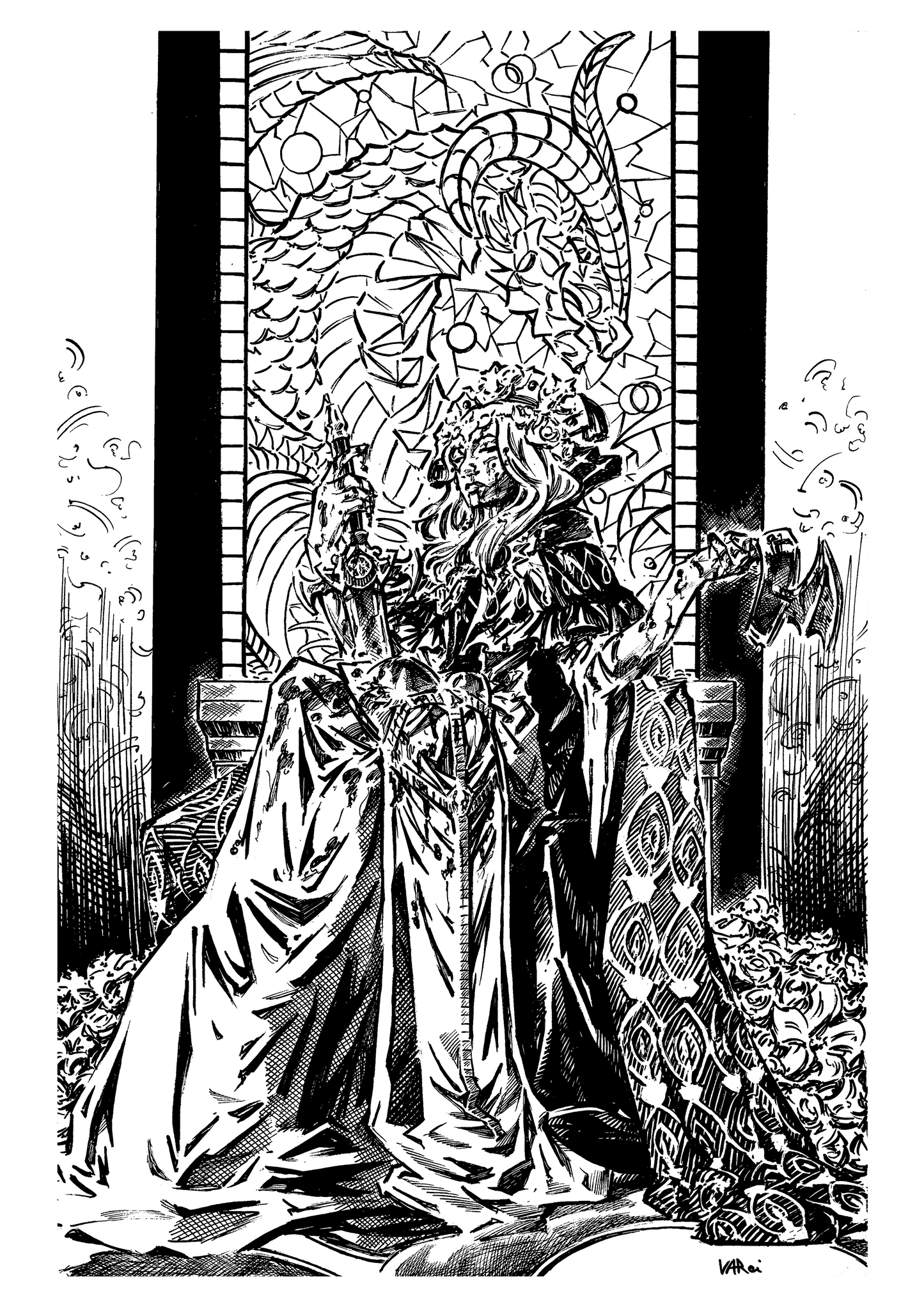 Funeral of Flowers Black and White Print