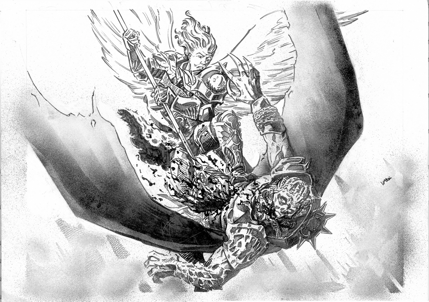 The Duel Above Terra Original Art