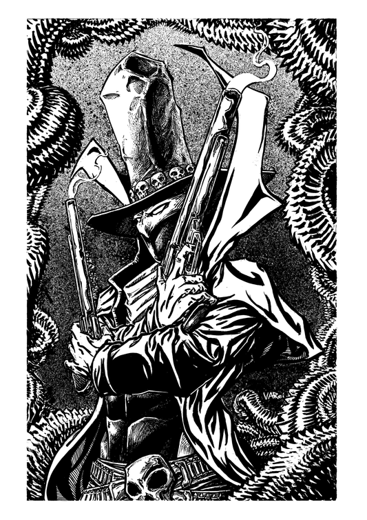 Spawnuary Gunslinger 2 Black and White Print