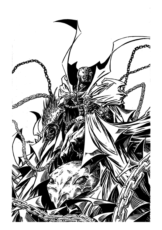Spawnuary King Spawn Black and White Print