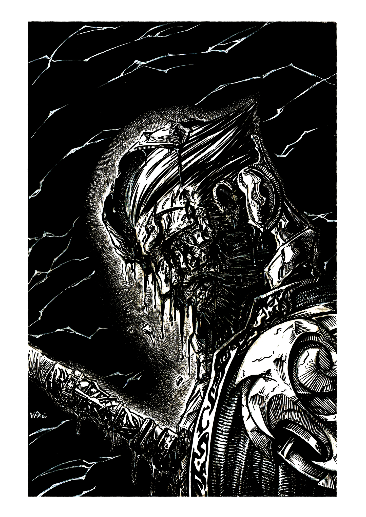 Spawnuary Villain 1 Black and White Print