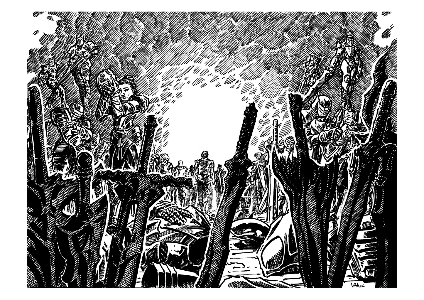 The Day of Recreance Black and White Print