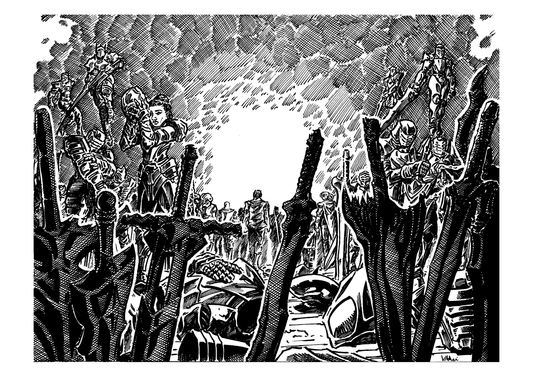 The Day of Recreance Black and White Print