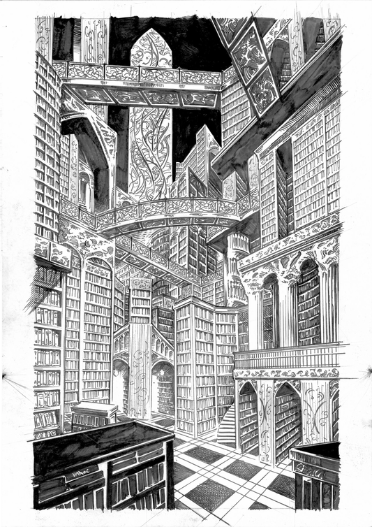 The Library Original Art