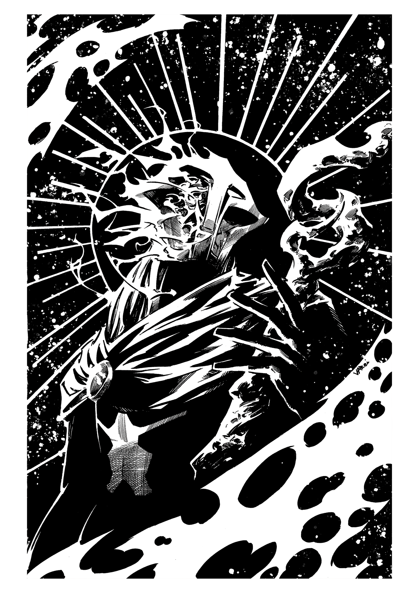 The Machine Herald Black and White Print