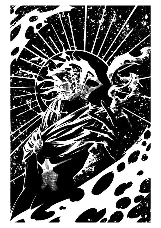 The Machine Herald Black and White Print
